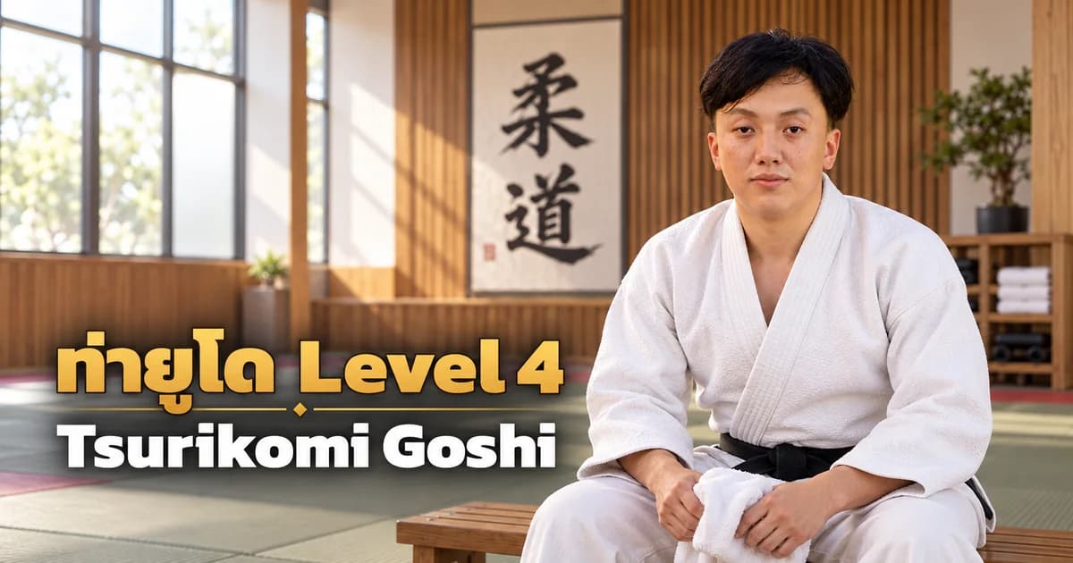 釣込腰 Level 4の記事のために制作した、現代的な道場で稽古に備える IMAC Dojo 柔道指導者のイメージ画像