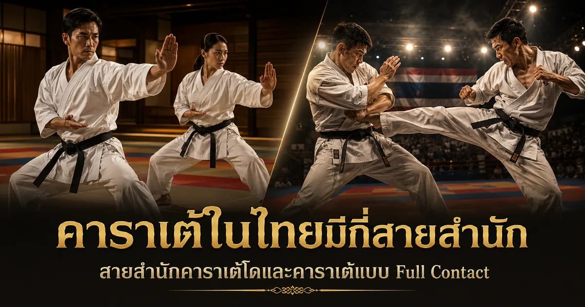 Traditional karate practitioners and a full-contact karate match in Thailand