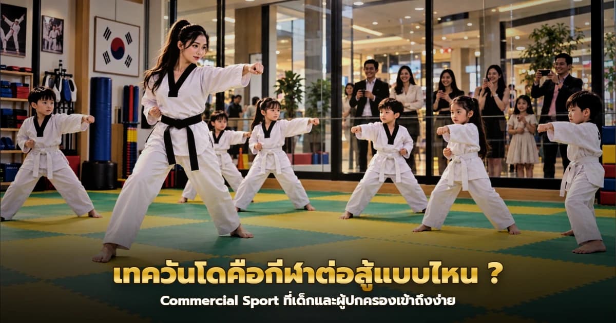 黑带老师带领穿白色道服的孩子们在垫子上练习冲拳,家长们在跆拳道教室的玻璃墙外观看并拍照