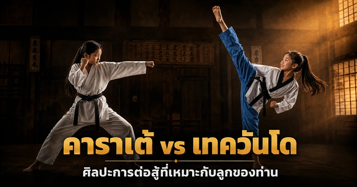 เด็กฝึกคาราเต้และเทควันโดในโดโจเปรียบเทียบ